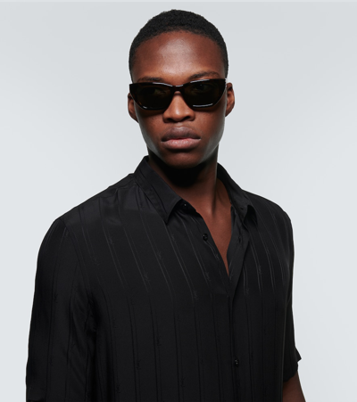 Saint Laurent Rectangular Sunglasses In Havana-havana-grey