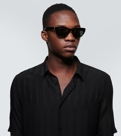 Saint Laurent Rectangular Sunglasses In Havana-havana-grey