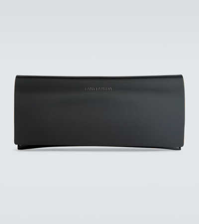 Saint Laurent Rectangular Sunglasses In Havana-havana-grey
