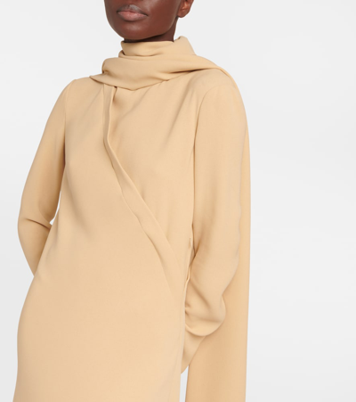 The Row Pascal Scarf-neck Silk Maxi Dress In Nude
