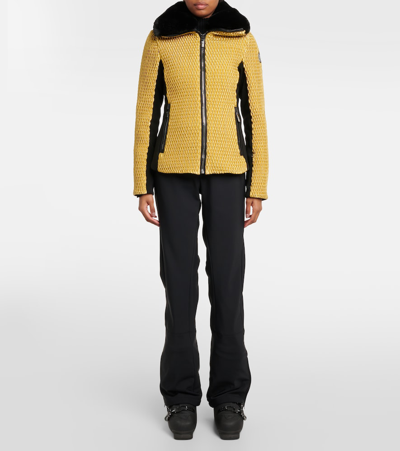 Shop Fusalp Montana Faux Fur-trimmed Quilted Ski Jacket In Gold/noir