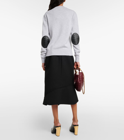 Shop Bottega Veneta Cashmere And Leather Sweater In Grey