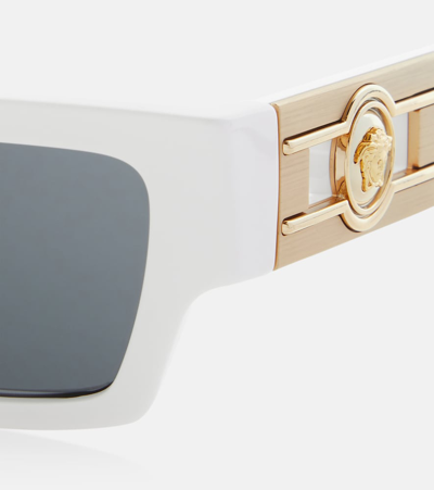 Shop Versace Rectangular Sunglasses In White