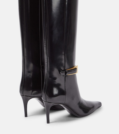 Saint Laurent Hacker Pointed Toe Knee High Boot In Nero