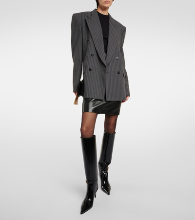 Saint Laurent Hacker Pointed Toe Knee High Boot In Nero