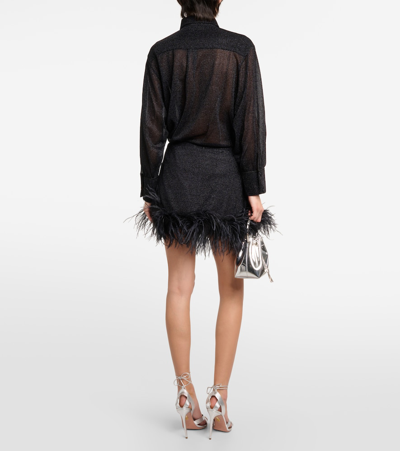 Shop Oseree Oséree Lumière Plumage Miniskirt In Black