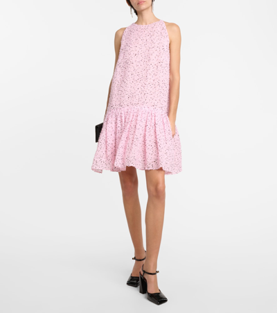 Shop Oscar De La Renta Fil Coupé Minidress In Pink/black