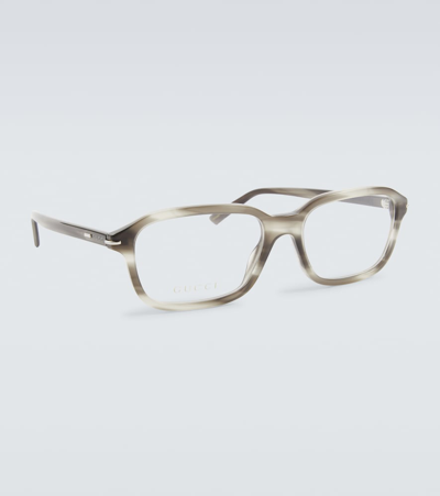 Gucci Rectangular Glasses In Havana-havana-transparent