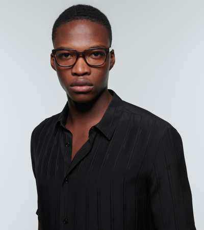 Saint Laurent Sl 621 Square Glasses In Havana-crystal-transparent