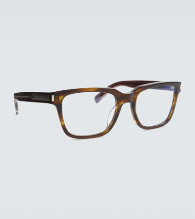 Saint Laurent Sl 621 Square Glasses In Havana-crystal-transparent