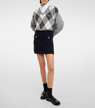Miu Miu Minirock Aus Wolle In Blau