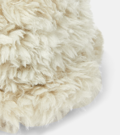 Shop Goldbergh Bird Faux Fur Bucket Hat In Neutrals