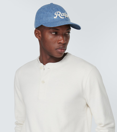 Shop Polo Ralph Lauren Leather-trimmed Baseball Cap In Blue
