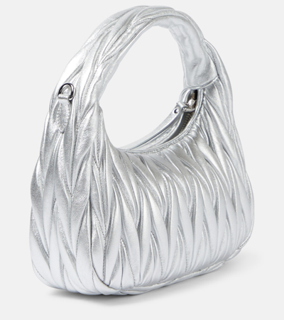 Miu Miu Quilted Leather Top-handle Bg In Silber