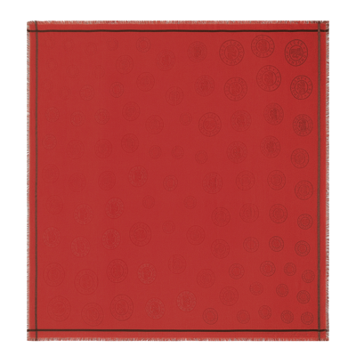 Longchamp Logo Tassel Shawl In Tomato
