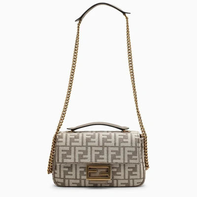 Shop Fendi Baguette Chain Midi Handbag In Beige