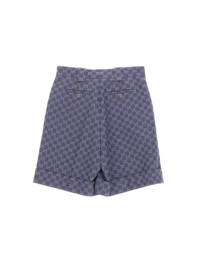 Shop Gucci Shorts In Blue/grey