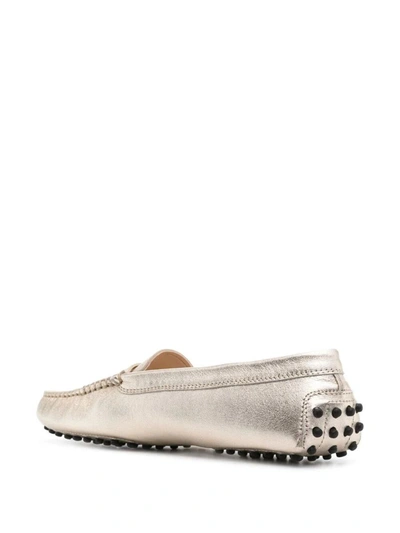 Shop Tod's Gommino Leather Loafer Shoes In Grey