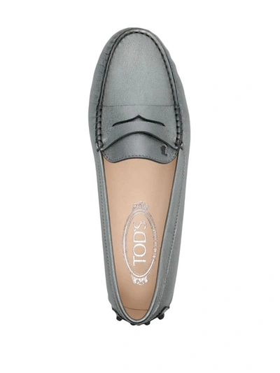 Shop Tod's Gommino Leather Loafer Shoes In Grey