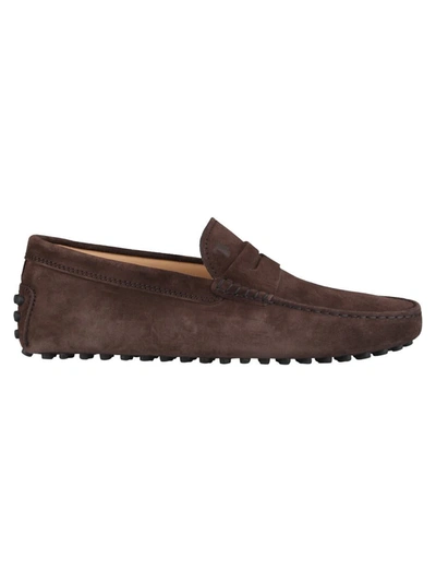 Shop Tod's Rubberized Moccasins Shoes In Brown