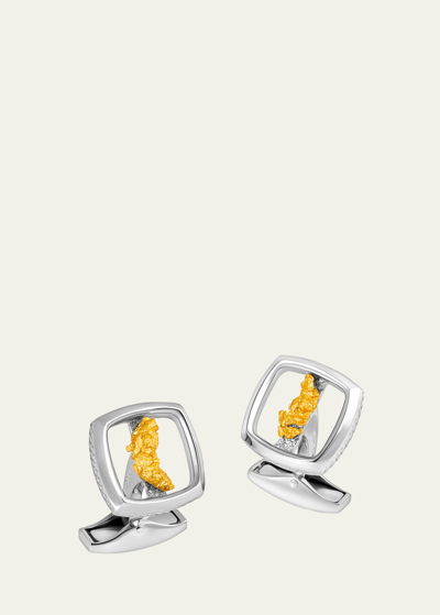 Shop Tateossian Men's Limited Edition Gold Nugget Cufflinks In Silver In Yellow