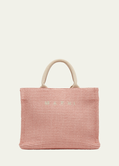 Shop Marni Small Basket Canvas Tote Bag In 00c09 Light Pink