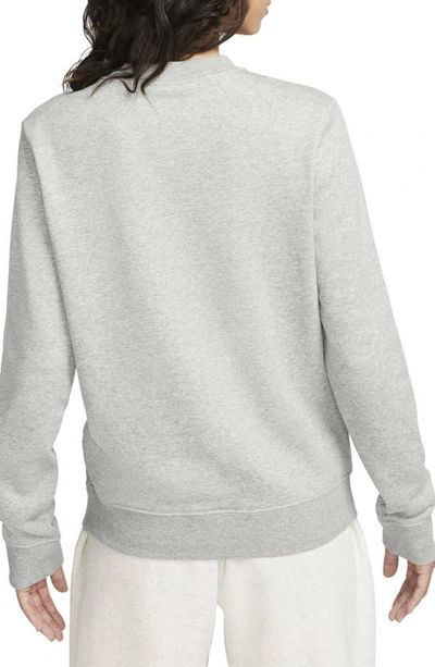 Shop Nike Sportswear Club Fleece Crewneck Sweatshirt In Dark Grey Heather/ White