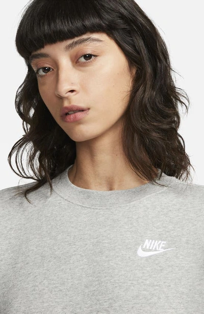 Shop Nike Sportswear Club Fleece Crewneck Sweatshirt In Dark Grey Heather/ White