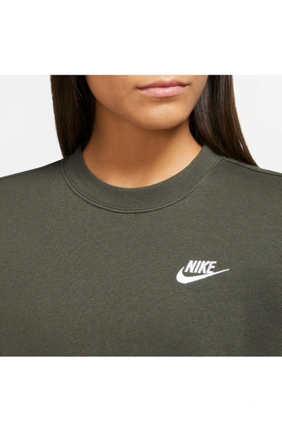 Shop Nike Sportswear Club Fleece Crewneck Sweatshirt In Cargo Khaki/ White