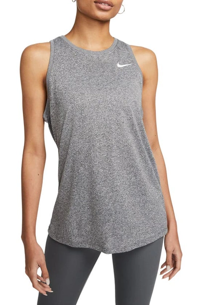 Shop Nike Dri-fit Running Tank In Black/ Pure/ Heather/ White