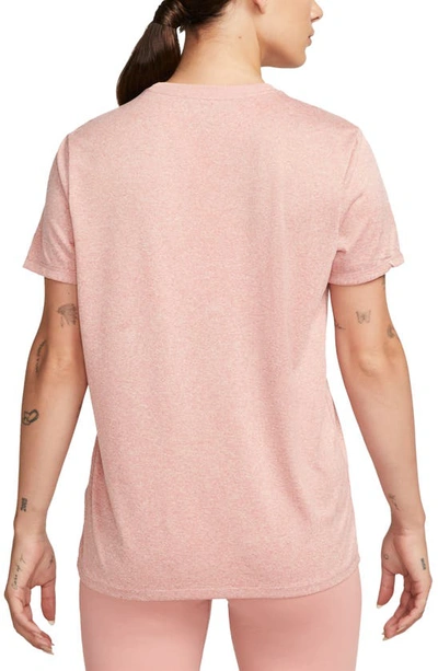 Shop Nike Dri-fit Crewneck T-shirt In Red Stardust/ Pure