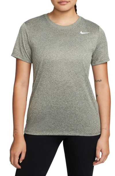 Shop Nike Dri-fit Crewneck T-shirt In Cargo Khaki/ Pure