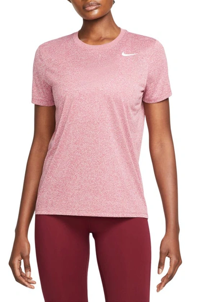 Shop Nike Dri-fit Crewneck T-shirt In Noble Red/ Pure