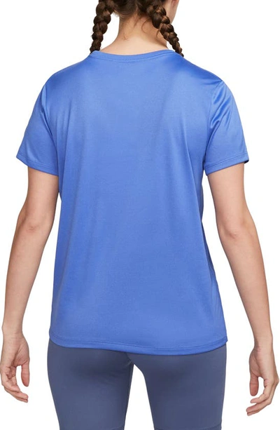 Shop Nike Dri-fit Crewneck T-shirt In 430blue Joy/ Pure/ Htr/ White