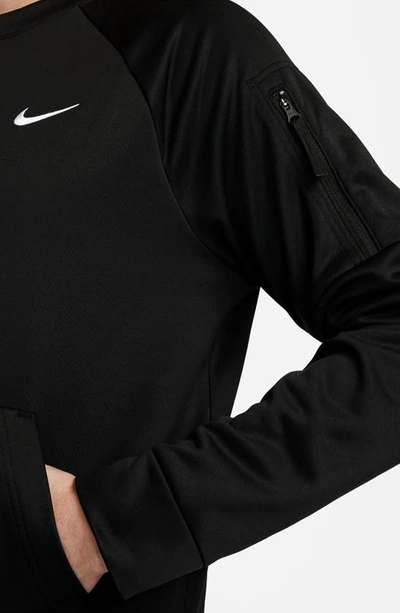 Shop Nike Therma-fit Fitness Crew Neck Life Sweatshirt In Black/ White