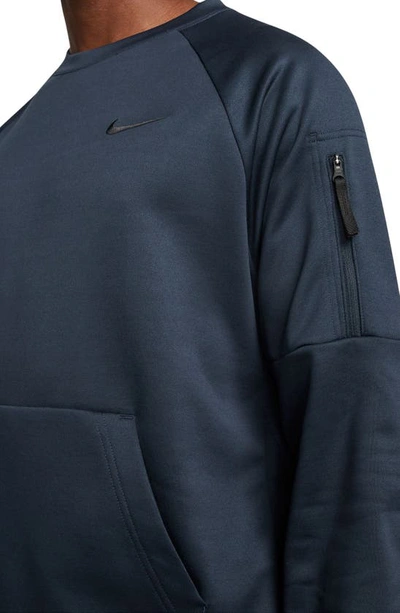 Shop Nike Therma-fit Fitness Crew Life Sweatshirt In Obsidian/ Black