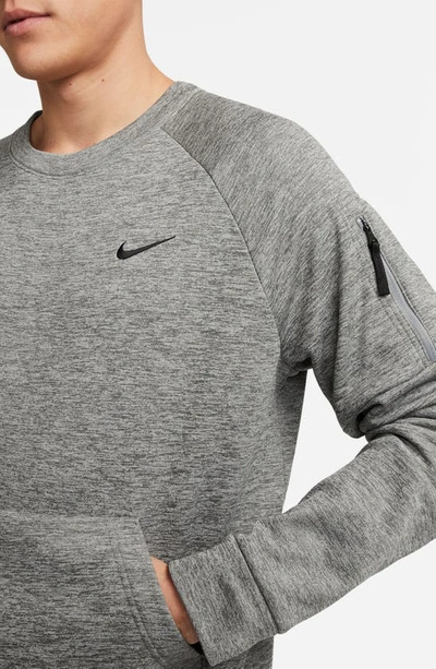 Shop Nike Therma-fit Fitness Crew Life Sweatshirt In Dark Heather/ Black