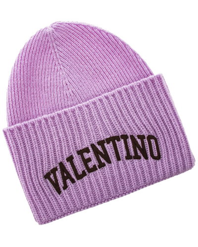 Shop Valentino Wool Beanie In Purple
