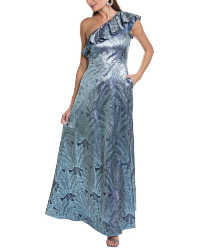 Shop Aidan Mattox One-shoulder Ball Gown In Blue