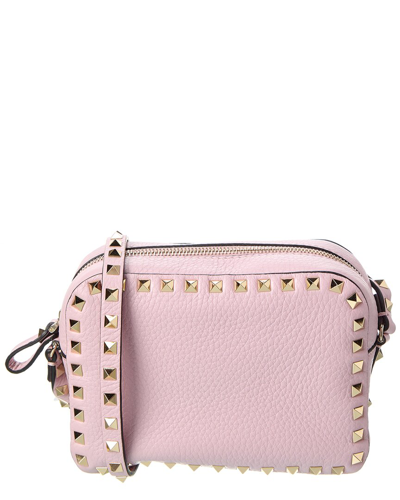 Shop Valentino Rockstud Grainy Leather Camera Bag In Pink