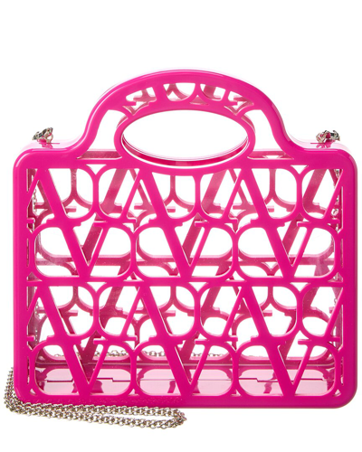Shop Valentino Vlogo Acrylic Shoulder Bag In Pink