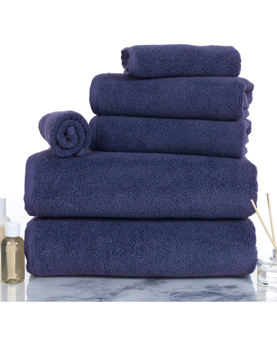 Shop Lavish Home 6pc Cotton Towel Set In Navy