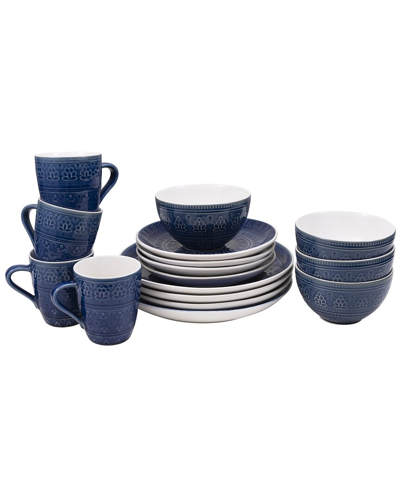 Shop Euro Ceramica Fez Blue 16pc Dinnerware Set In Cobalt