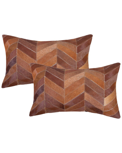 Shop Natural Group Pack Of 2 Torino Chevron Pillow In Brown