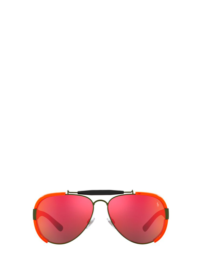 Shop Polo Ralph Lauren Eyewear Pilot Frame Sunglasses In Red