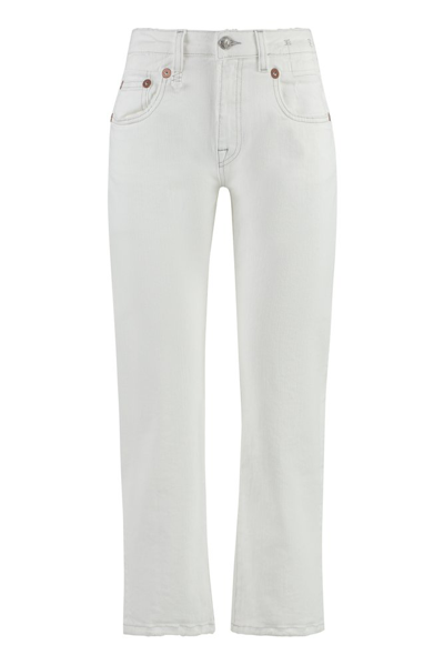 Shop R13 Mid Rise Distressed Edge Jeans In White