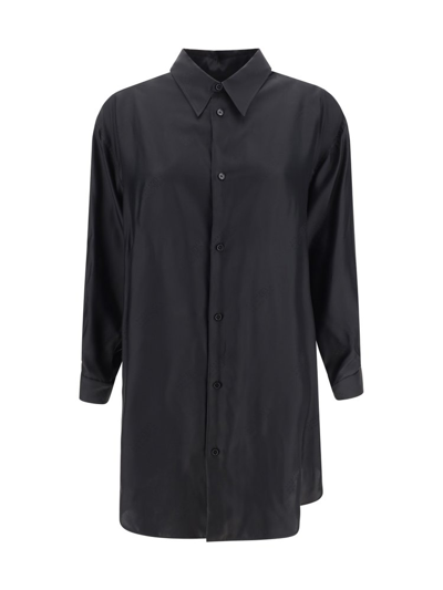 Shop Mm6 Maison Margiela Satin Shirt Dress In Black