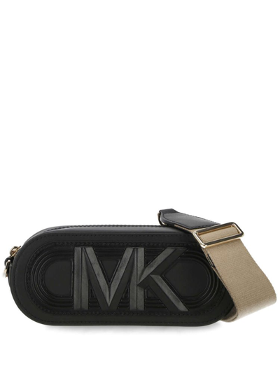 Shop Michael Kors Mk Logo Zipped Clutch Bag In Black