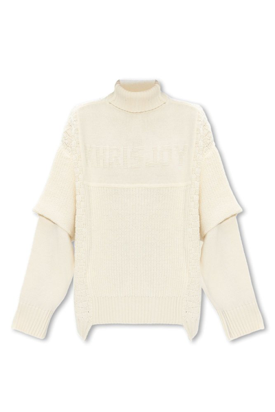 Shop Khrisjoy Oversize Turtleneck Sweater In Beige