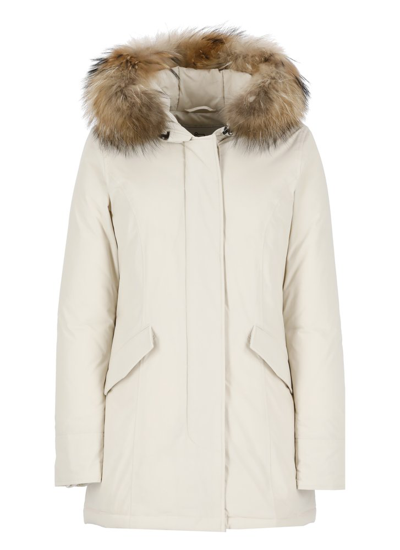 Shop Woolrich Luxury Arctic Racoon Parka In White